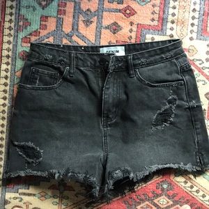 High rise denim shorts